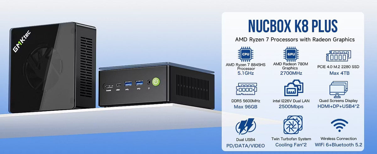 GMKtec K8 Plus AMD Ryzen™ 7 8845HS Gaming Mini PC