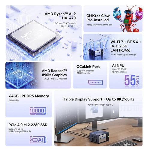 GMKtec EVO-X1 Pro AMD Ryzen™ AI 9 HX 470 AI Mini PC
