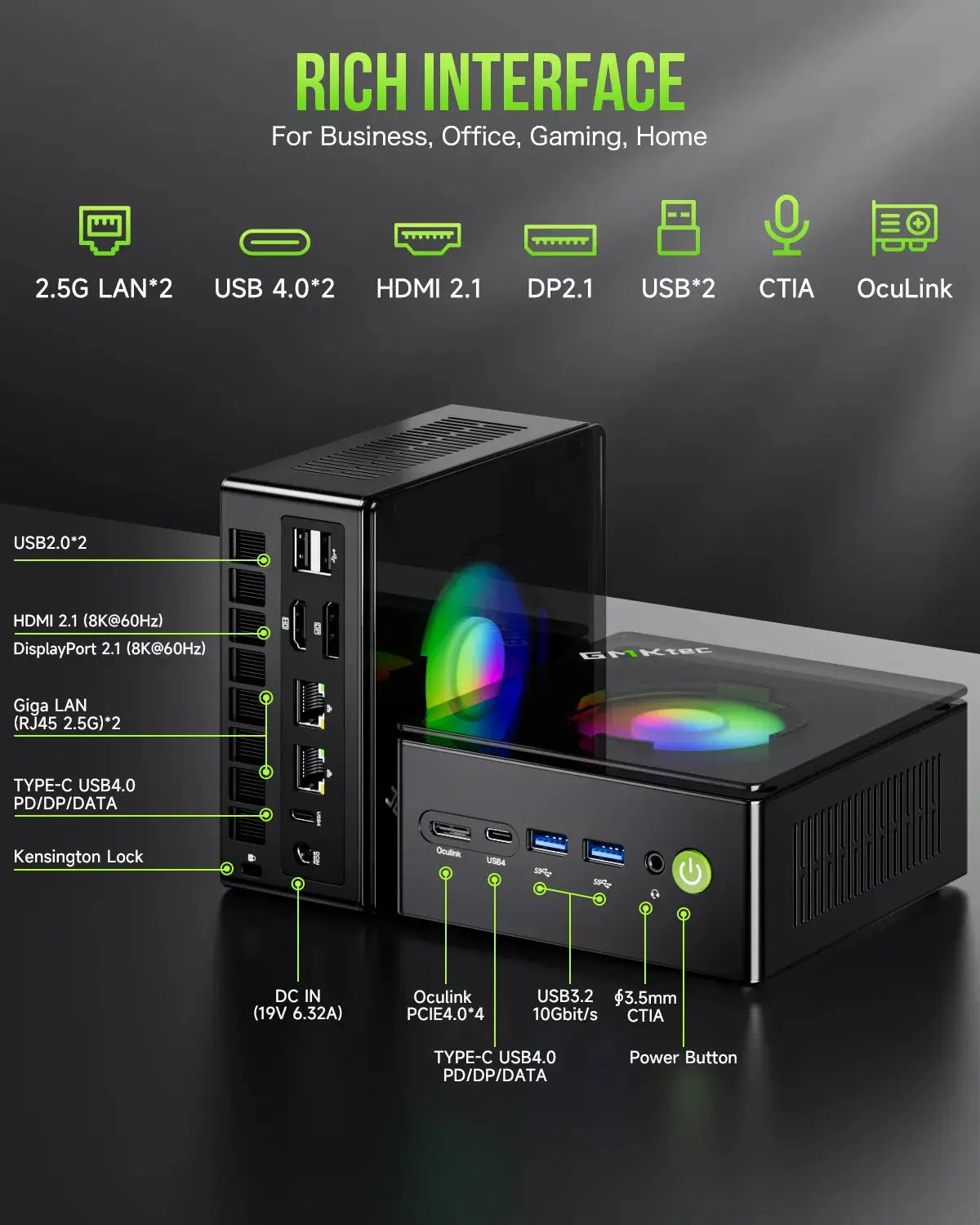 GMKtec K11 AMD Ryzen™ 9 8945HS Mini PC - Barebone