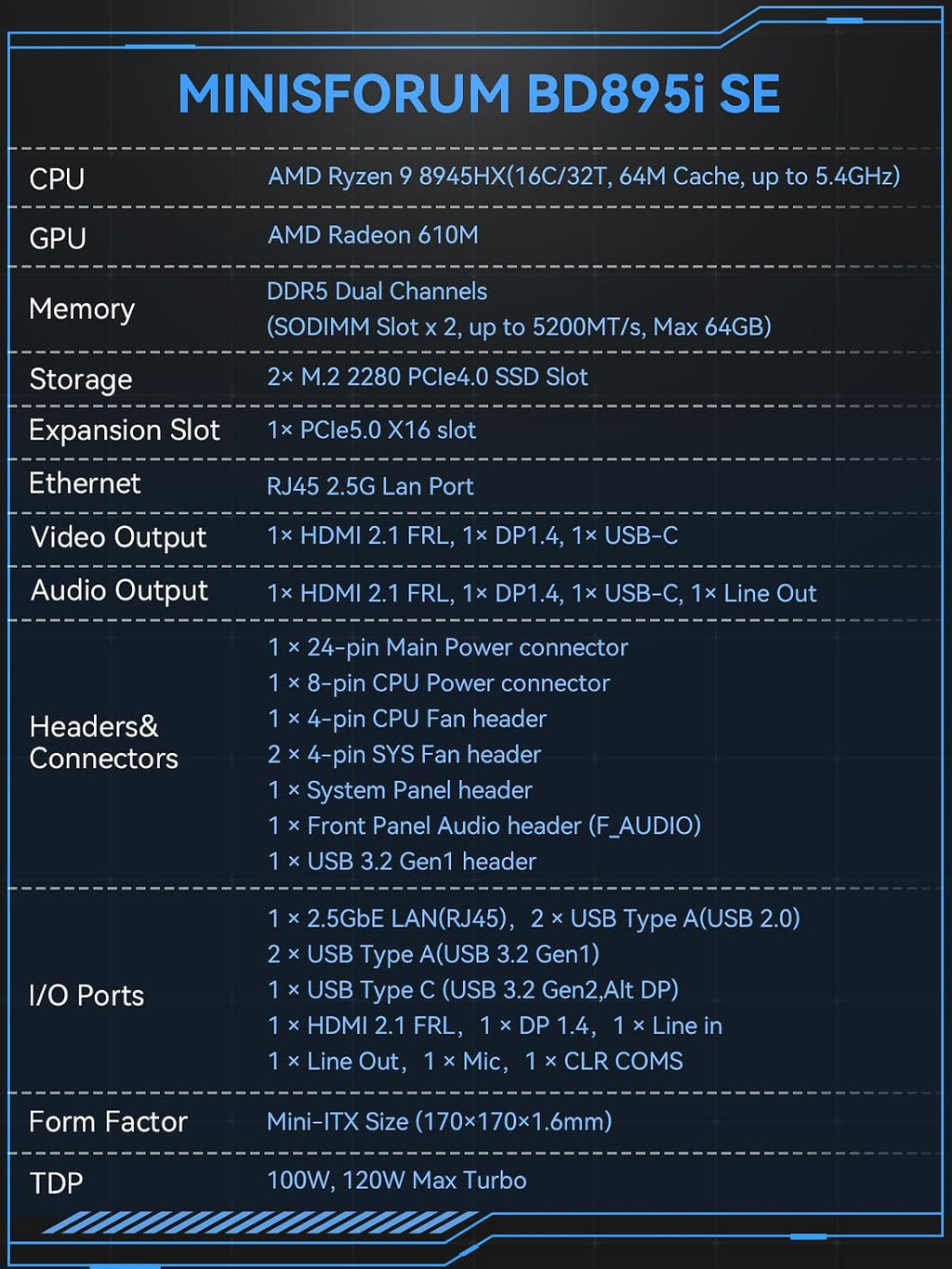 MINISFORUM BD895i SE R9-8945HX Motherboard