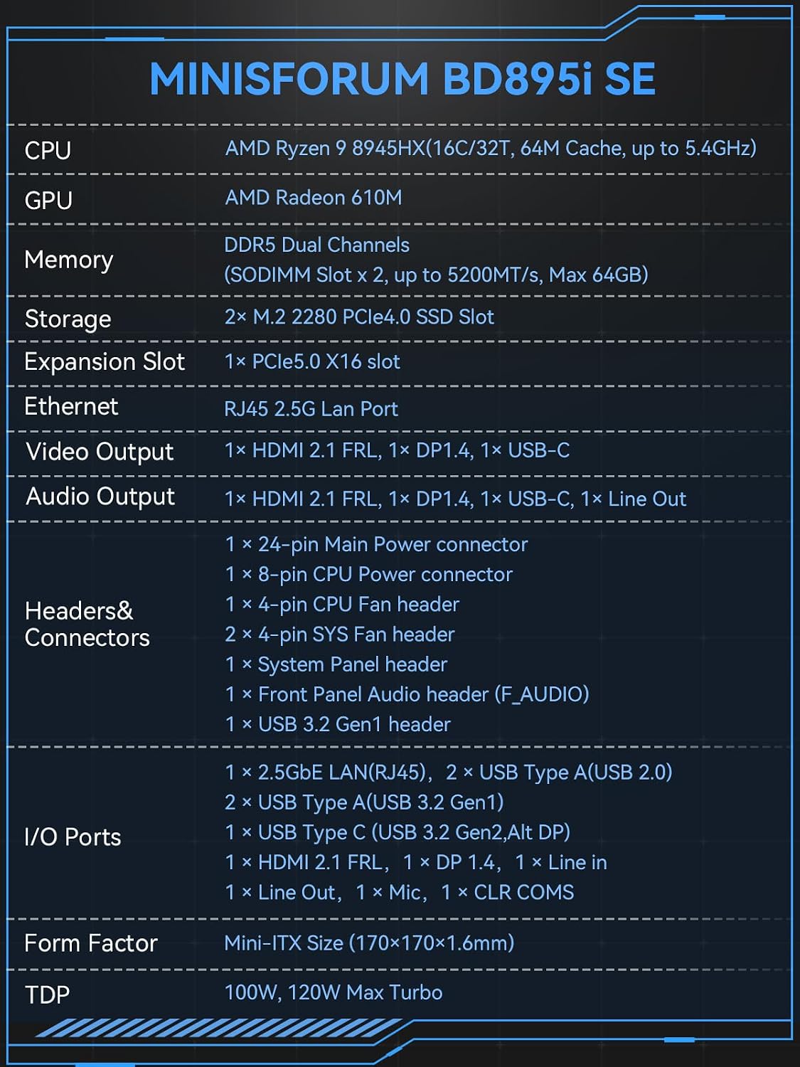 MINISFORUM BD895i SE R9-8945HX Motherboard