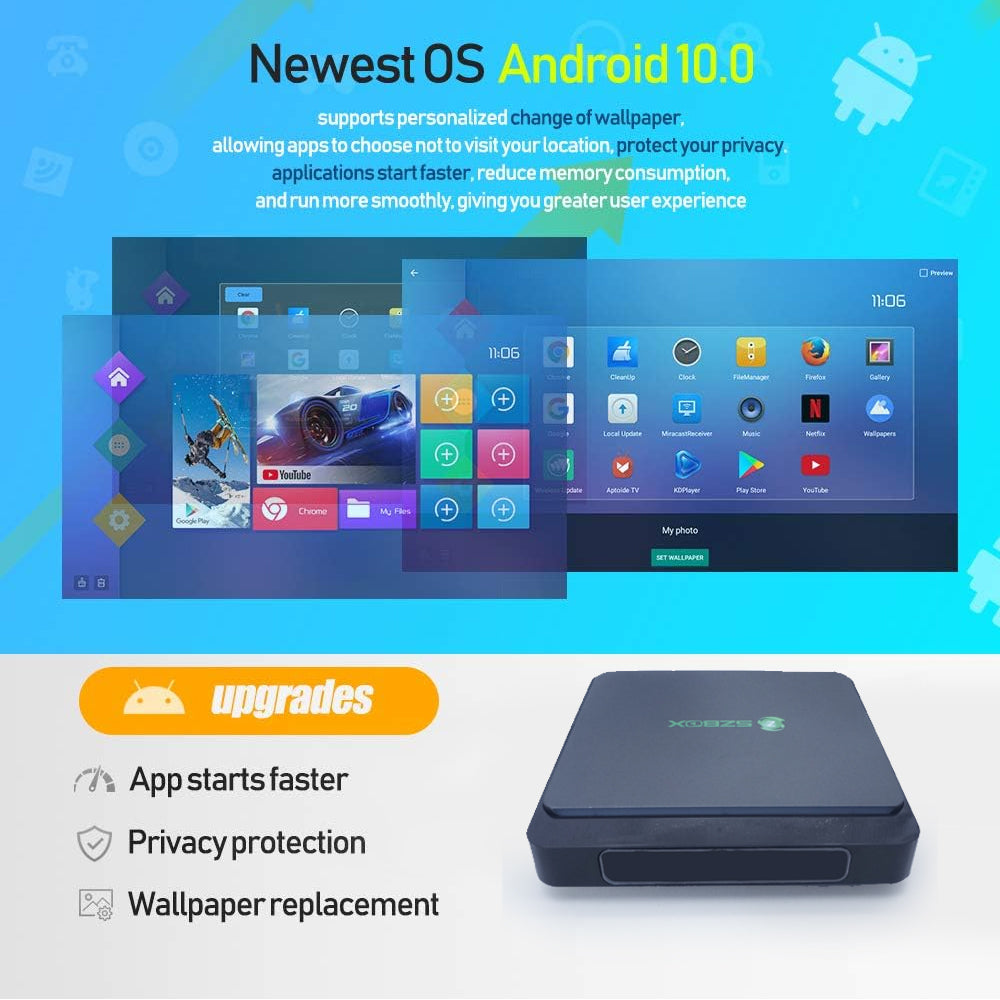 SZ SZBOX Android 10.0 TV Box, Android Box 4GB RAM 32GB ROM Allwinner H616 Quad-core Smart Android TV Box